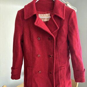 Pendleton red wool long pea coat womens small vintage 1950s